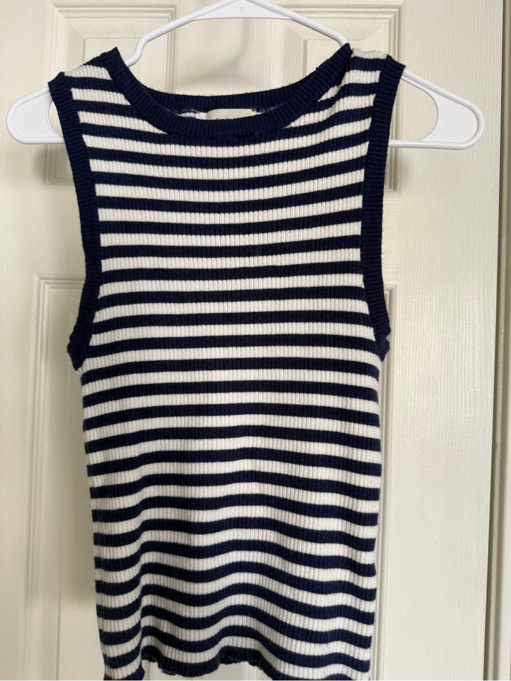 By Together Navy and White Striped Ribbed Tank